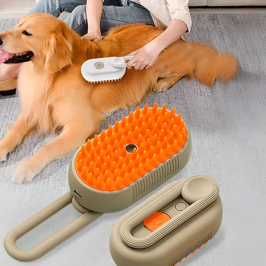 🐾 Cepillo Vaporizador 3 en 1 para Mascotas – ¡Limpieza, Masaje y Bienestar en un Solo Paso! 🐾